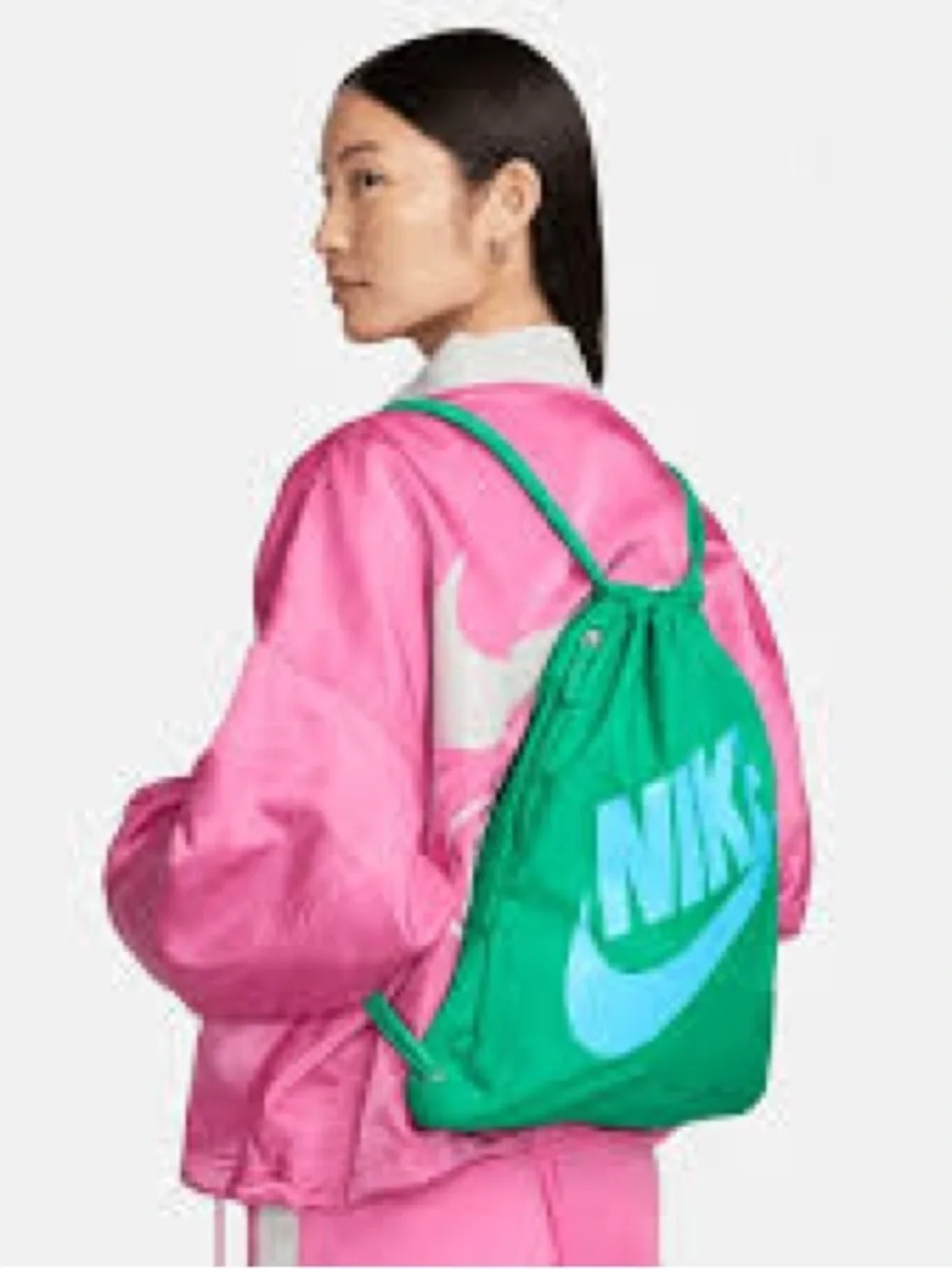 Nike Heritage Drawstring Bag in Teal and Magenta